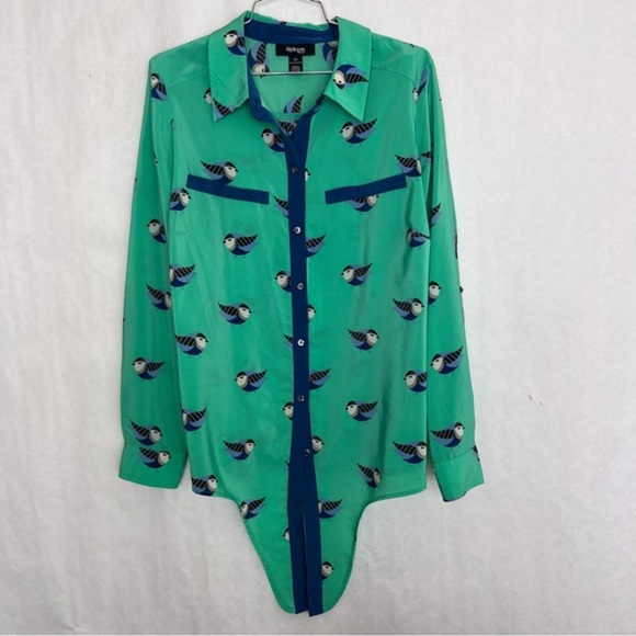 5/$25 Style & Co bird blouse button up size 0X - Picture 1 of 3